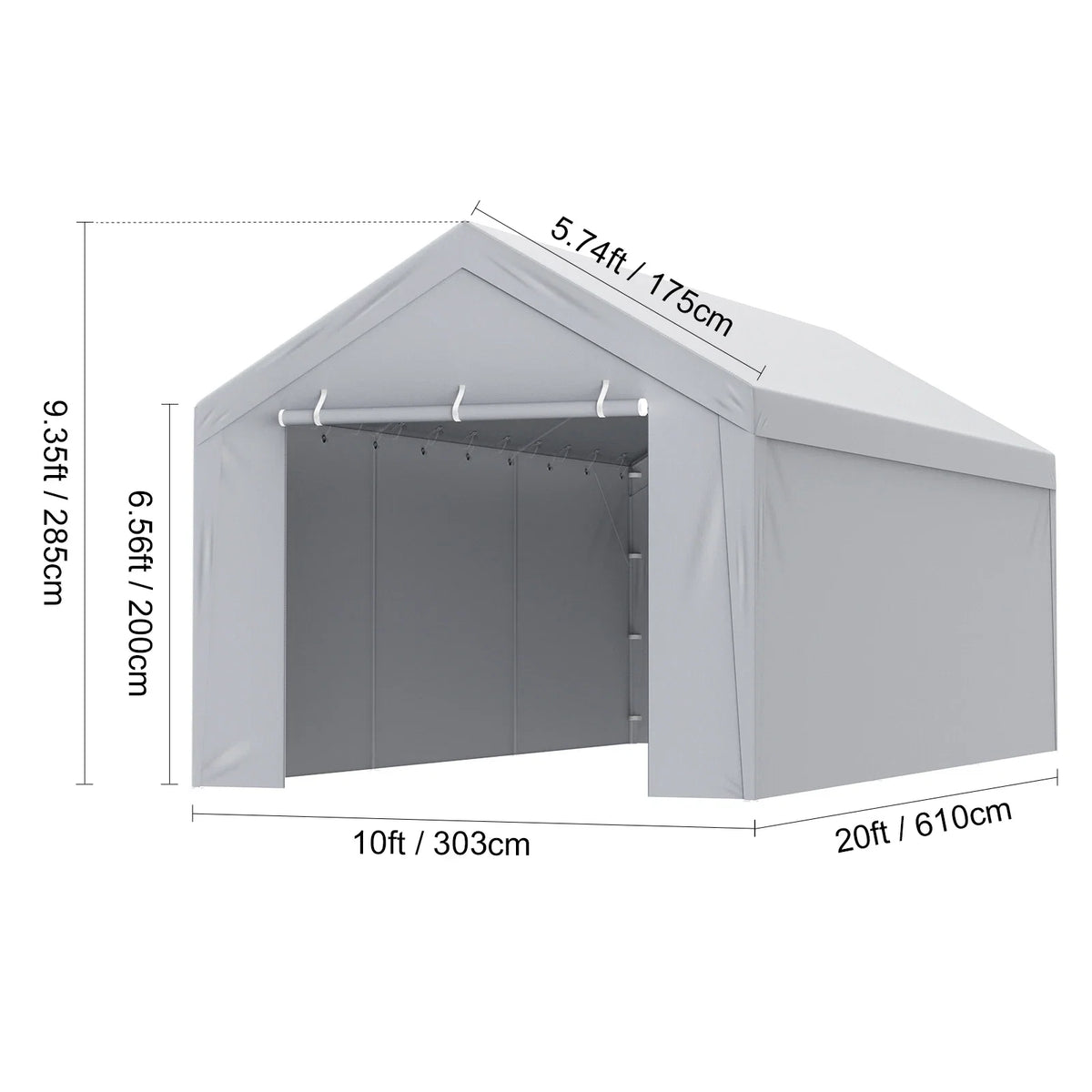 Replacement Canopy Cover Without Frame 10x20 ft Garage Tent Shelter Tarp Waterproof&UV Protected Garden Outdoor Carport