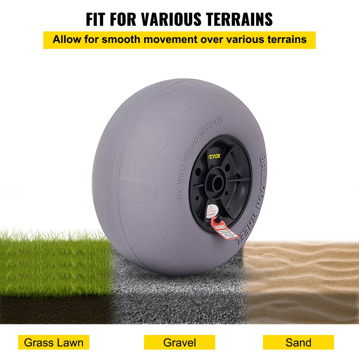 Beach Balloon Wheels 13" Replacement Sand Tires TPU Cart Tires for Kayak Dolly Canoe Cart and Buggy with Free Air Pump