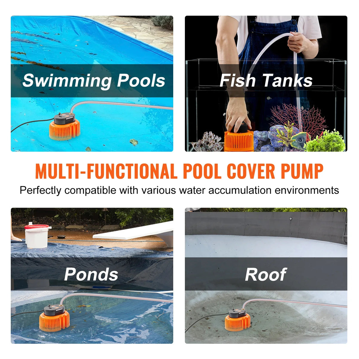 Automatic Pool Cover Pump 1/10HP 75W 540GPH 120V Submersible Swimming Pool Cover Pump Water Removal Pump for Pool Draining