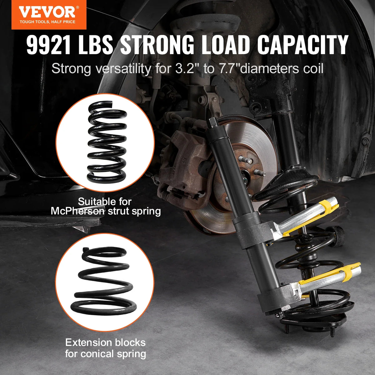 Strut Spring Compressor Set Macpherson Strut Spring Compressor Kit Interchangeable Fork Strut Coil Extractor Remover Tool