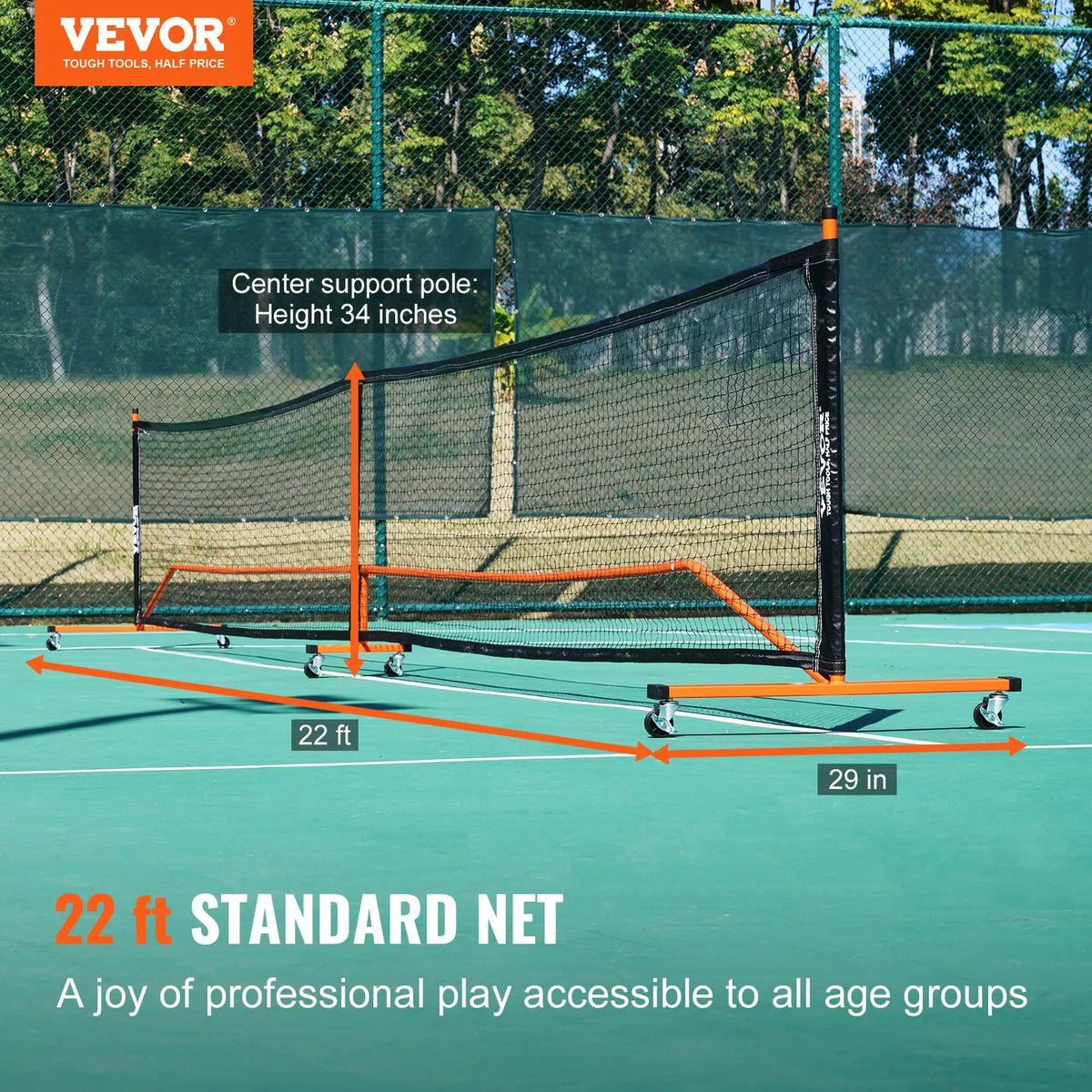 Pickleball Net Set, 22FT Full Court Official Regulation Size Portable Pickleball Net System for Outdoor Backyard Driveway