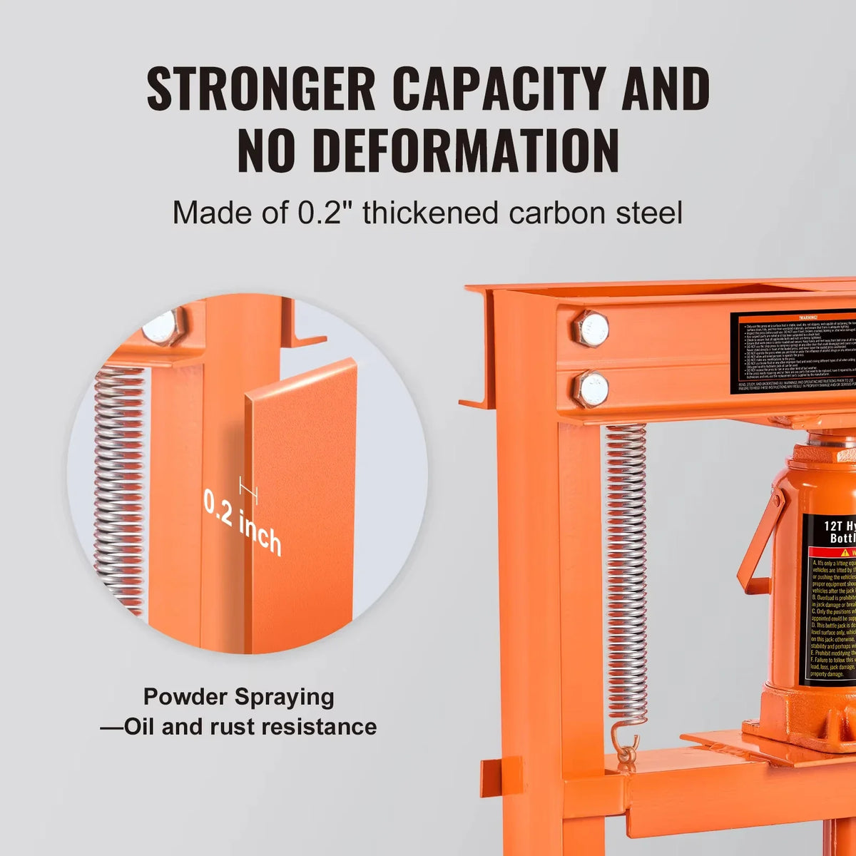 6/12 Ton Hydraulic H-Frame Garage Floor Adjustable Shop Press with Plates 6T/12T Orange for Garages or Professional Shops