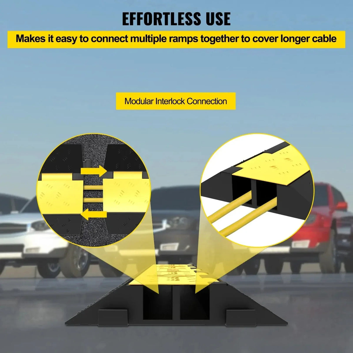 Cable Protector 2 Channels 3 PCS Traffic Ramp Wire Cable Cover Cord Guard Speed Bump For Protecting Wires Getting Damaged