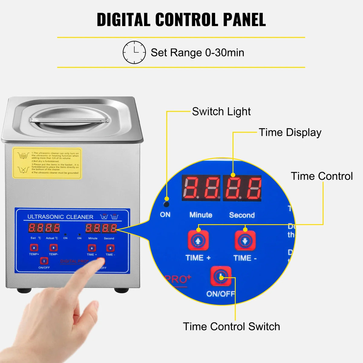 2L Ultrasonic Cleaner Machine Stainless Steel Ultrasonic Cleaning Machine Digital Heater Timer Jewelry Cleaning for Home