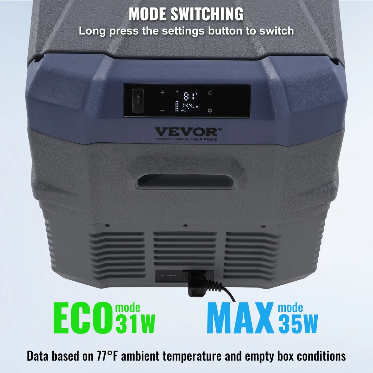 37L Car Refrigerator, 12V Car Fridge, Single Zone Portable Freezer, -4℉-68℉, 12/24V DC and 100-240V AC Compressor Cooler