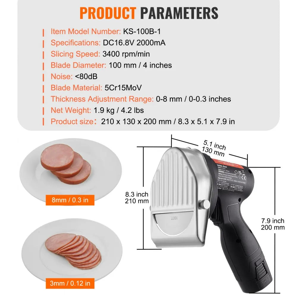 800W Commercial Meat Slicer with 2 Stainless Steel Blades, Shawarma Doner Gyro Cutter for Fast Meat Cutting in Restaurant