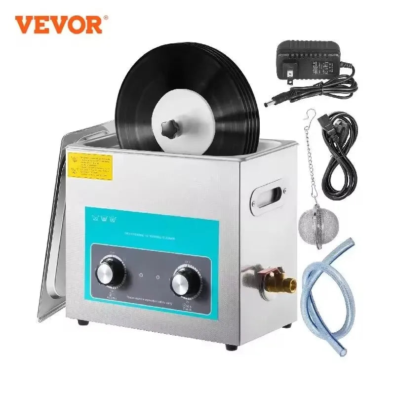 Ultrasonic Vinyl Record Cleaner 6L Knob Ultrasonic Record Cleaner Mini Portable Washing Machine 40kHz 180W Cleaner