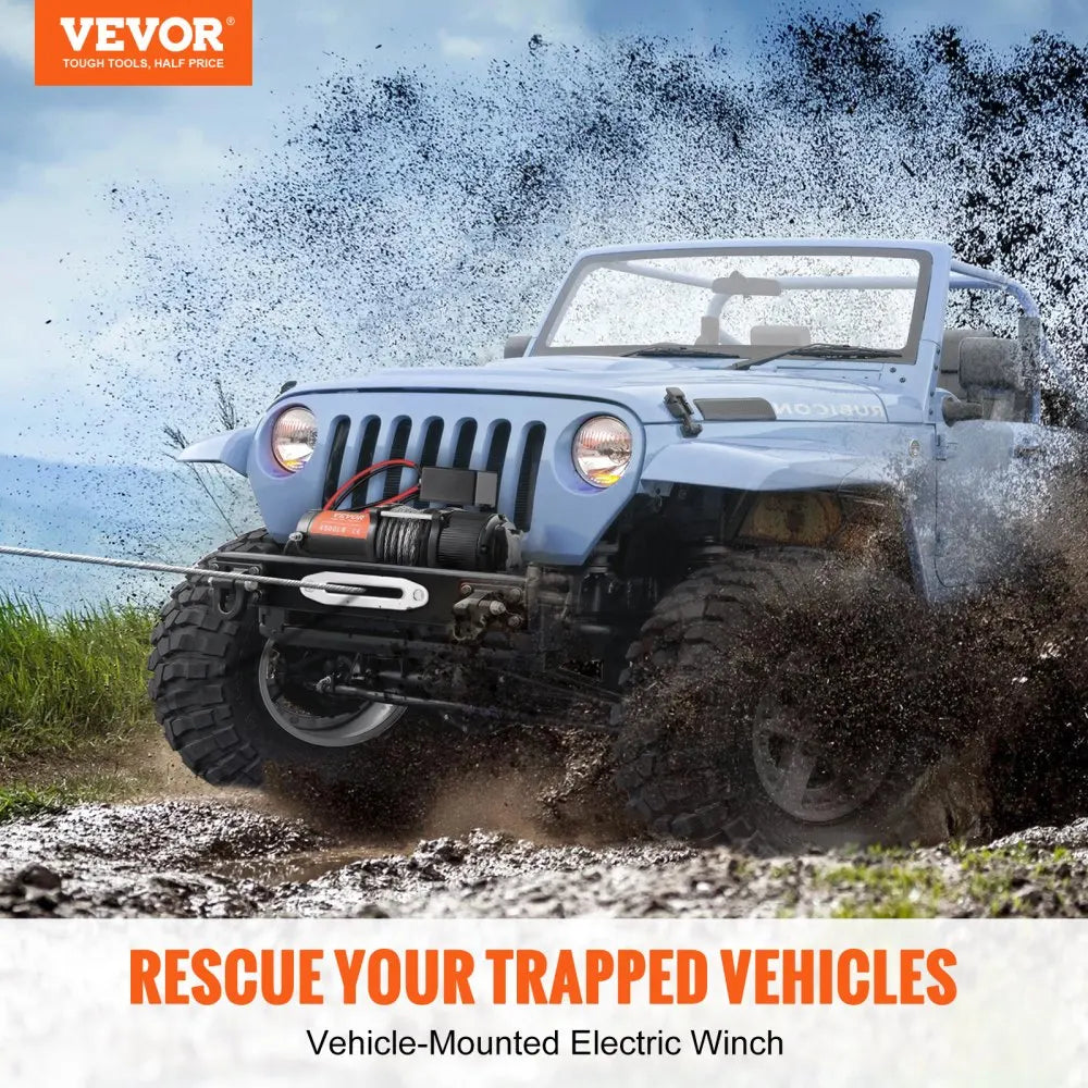 4500lbs Electric Winch ATV UTV Nylon Rope Winch with Wireless or Wired Remote for Towing Jeep Off-Road SUV Truck Car