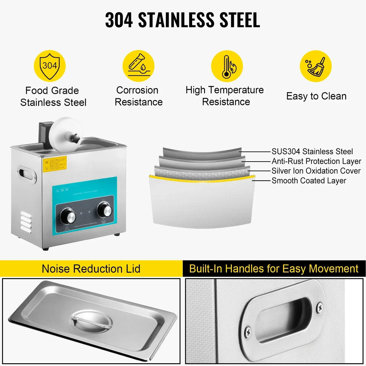 6L Knob Ultrasonic Vinyl Record Cleaner Mini Portable Washing Machine Ultrasound Dishwasher Contact Lenses Dental Jewelry