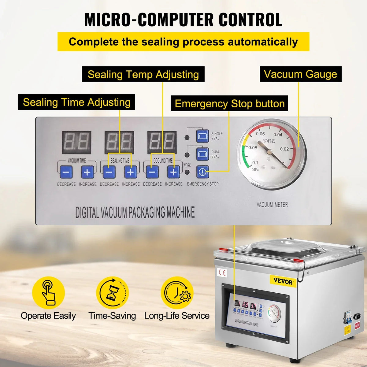 DZ-260C Chamber Vacuum Sealer Kitchen Food Packing Sealing Machine 110V Packaging for Food Saver, Home, Commercial Using