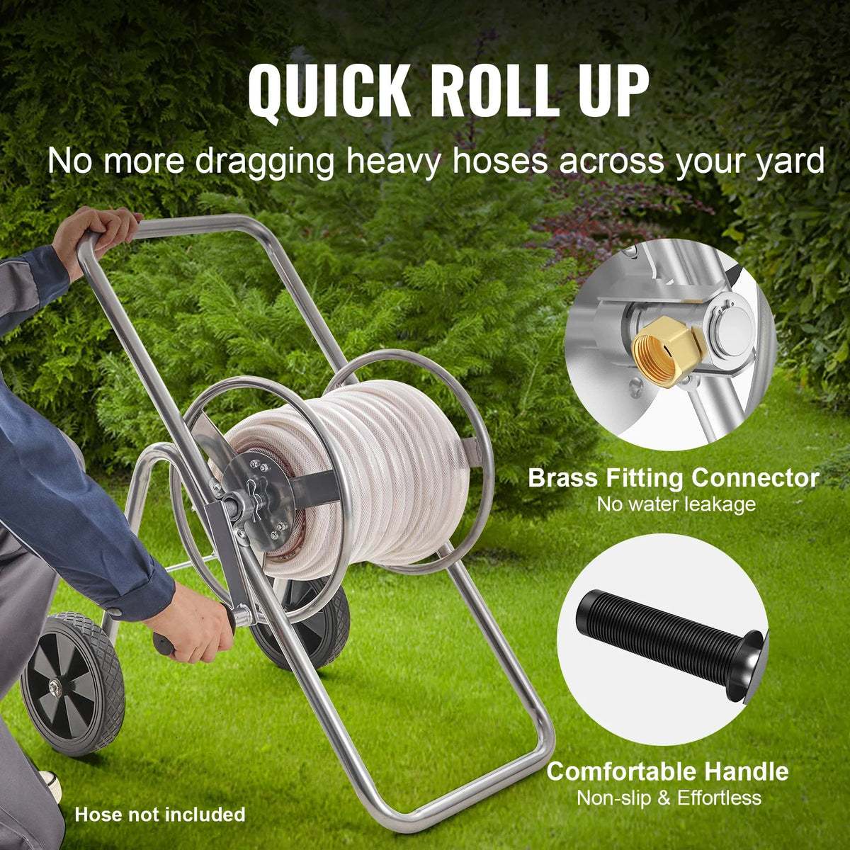 Hose Reel Cart  175 ft of 5/8’’ Hose (Hose Not Included) Garden Water Hose Carts Mobile Tools for Garden Yard Lawn