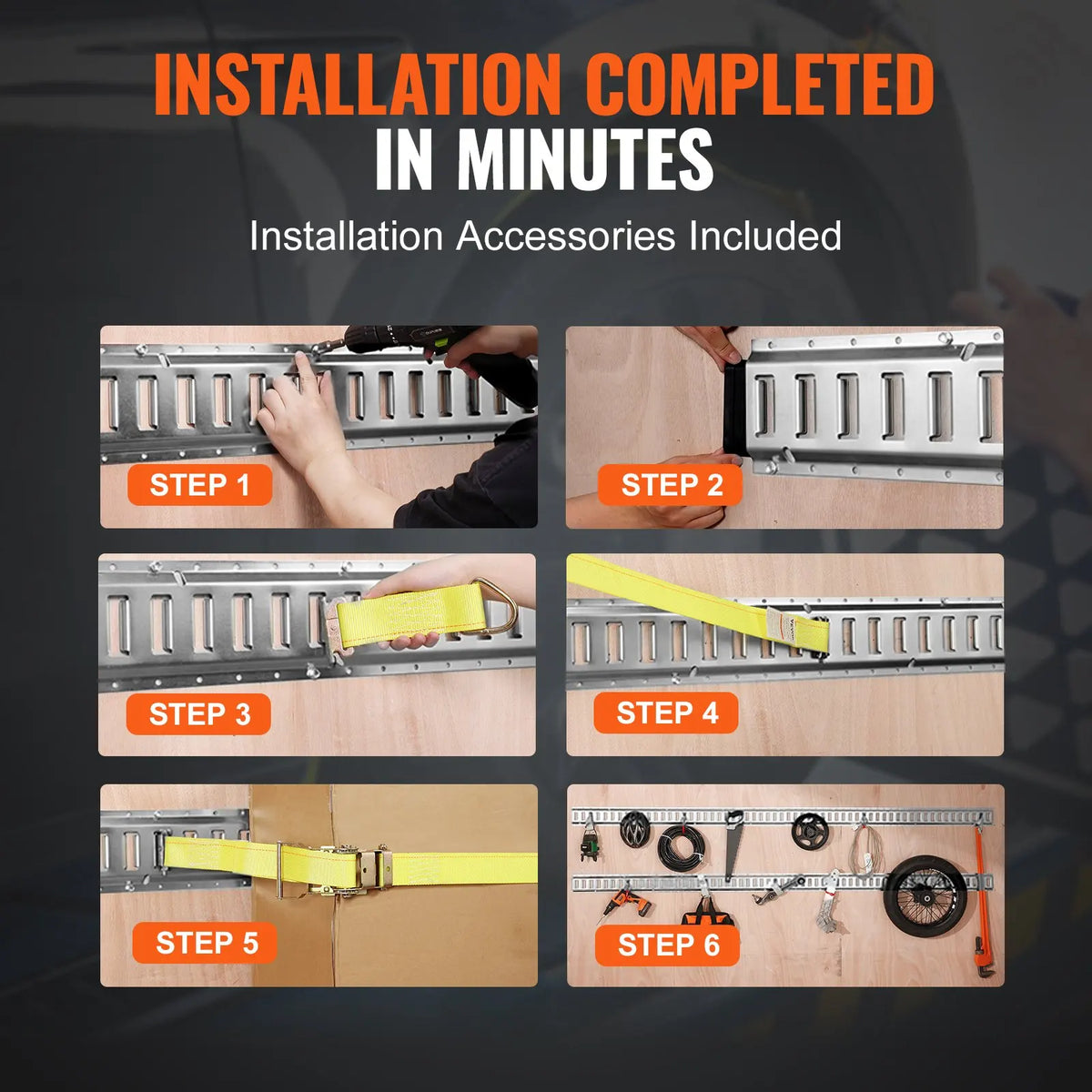 E Track Tie-Down Rail Kit 5Ft for Garages, Vans,Trailers, Motorcycle Tie Downs, ATV Mountings-Secure Cargo & Heavy Loads