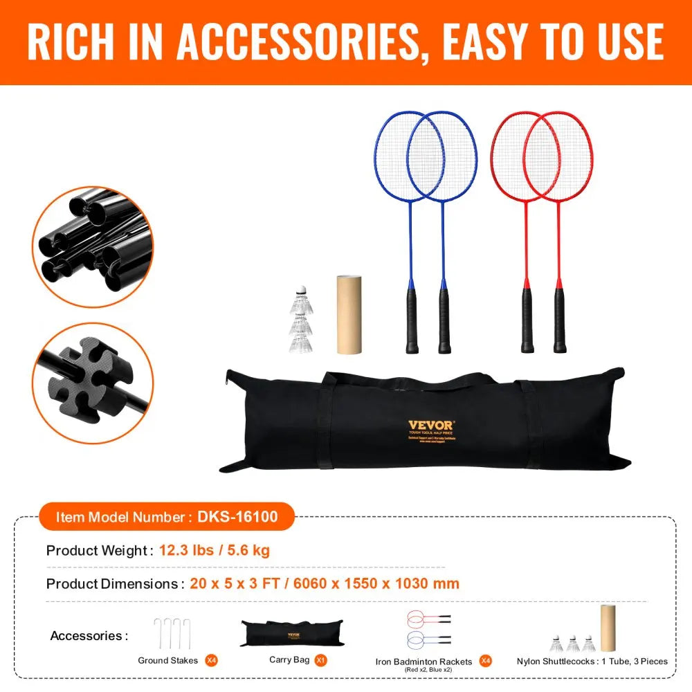 Badminton Net Set,Outdoor Backyard Beach Badminton Net,Portable Badminton Equipment Set,Adults Badminton Net with Poles