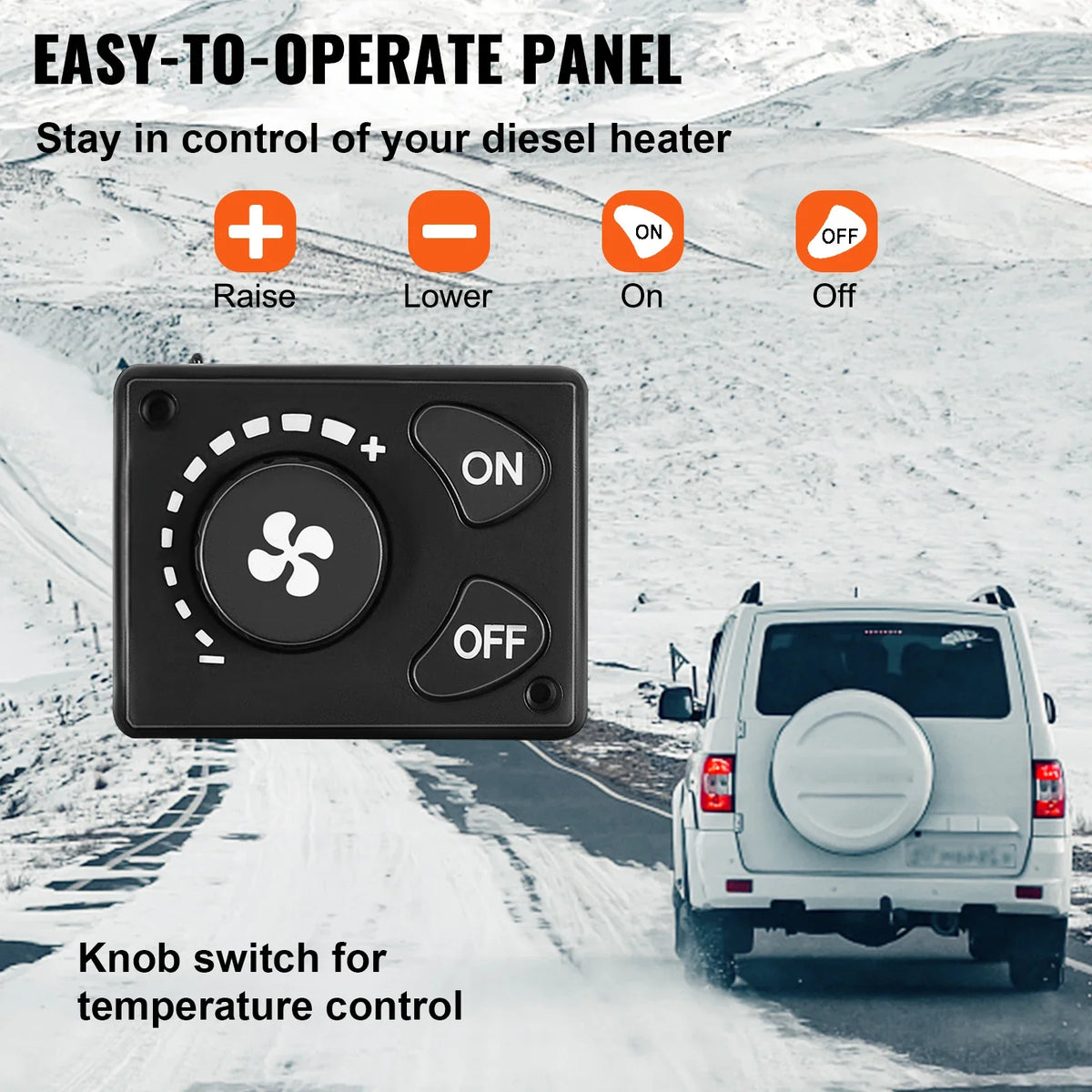 5KW Diesel Air Heater 12V Diesel Parking Heater Double Mufflers Diesel Heater with Knob Switch for RV Bus Car Motorhome