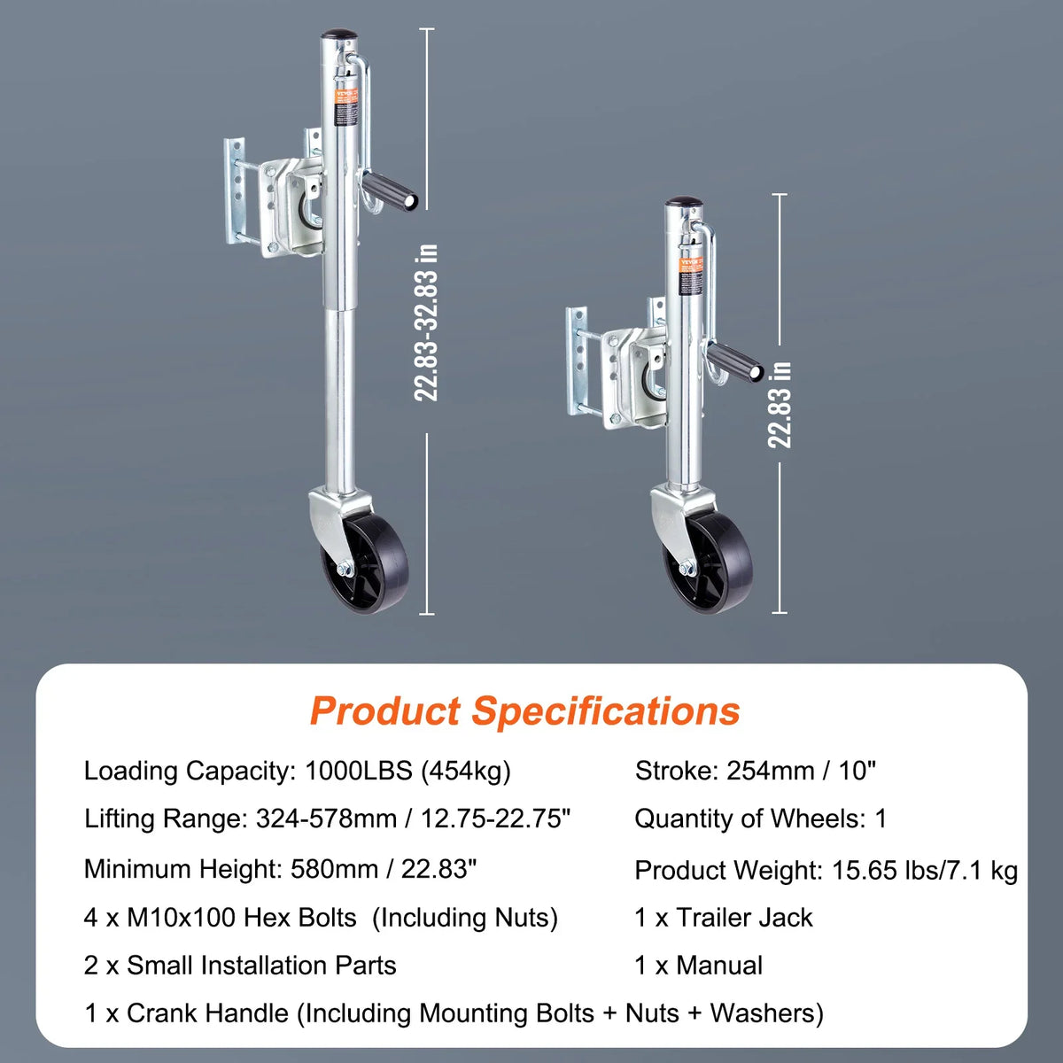 Trailer Jack Weight Capacity 1000/1500/2000 lbs, for lifting RV Trailer, Horse Trailer, Utility Trailer, Yacht Trailer