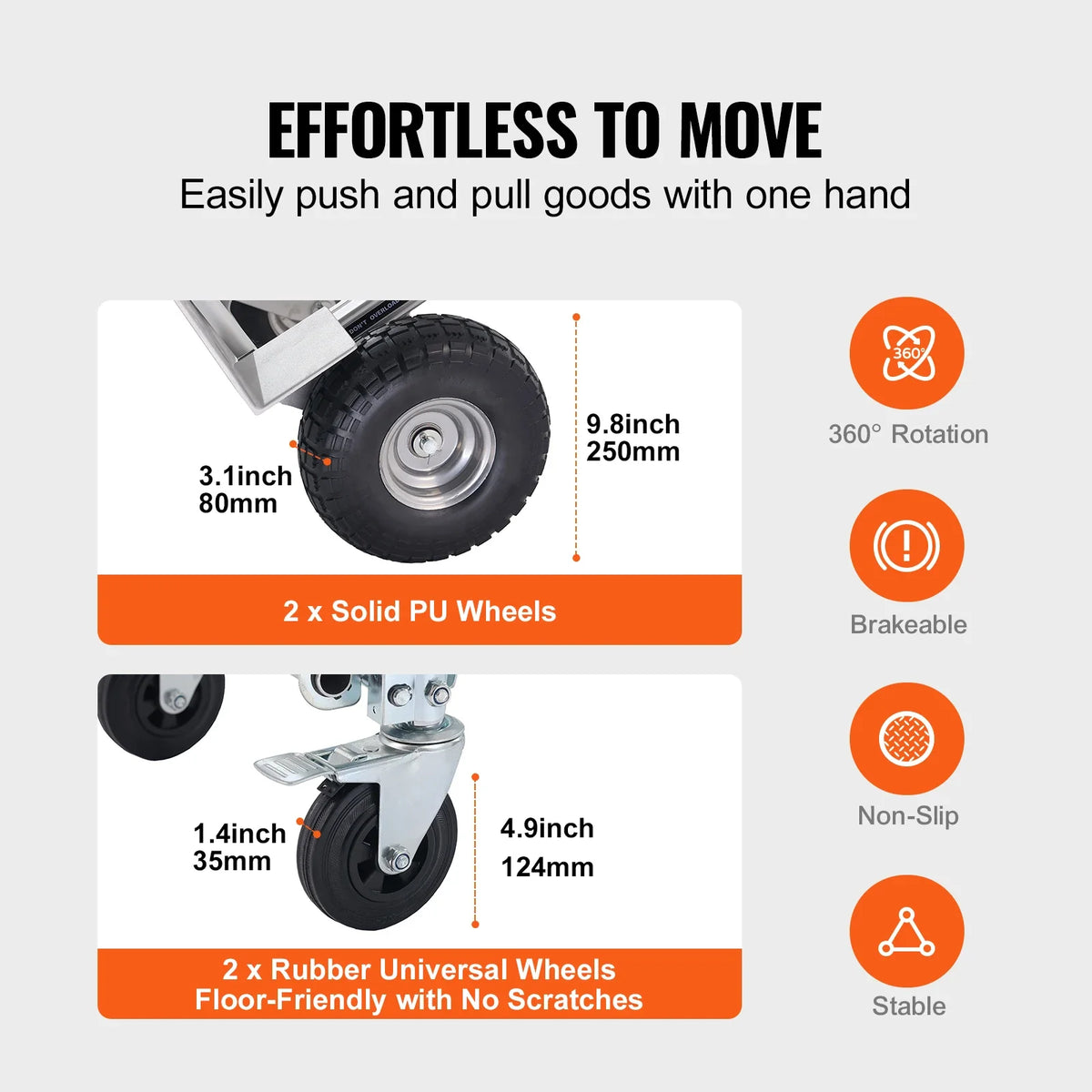Aluminum Folding Hand Truck Heavy Duty Industrial Collapsible Dolly Cart for Transport and Moving in Warehouse Supermarket