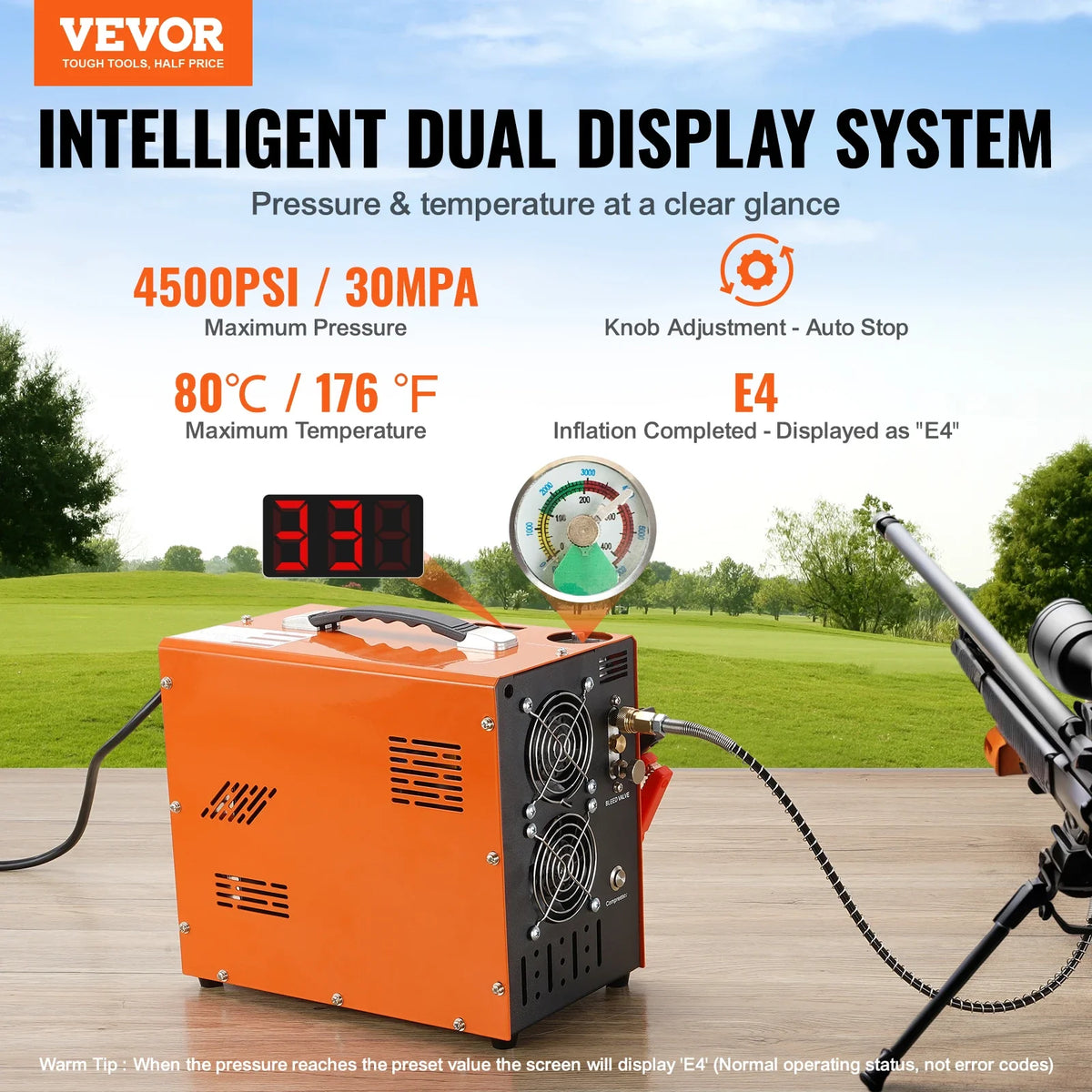 PCP Air Compressor 4500PSI/30Mpa Portable PCP Airgun Compressor Water-Free Air Rifle Paintball Scuba Tank Compressor Pump