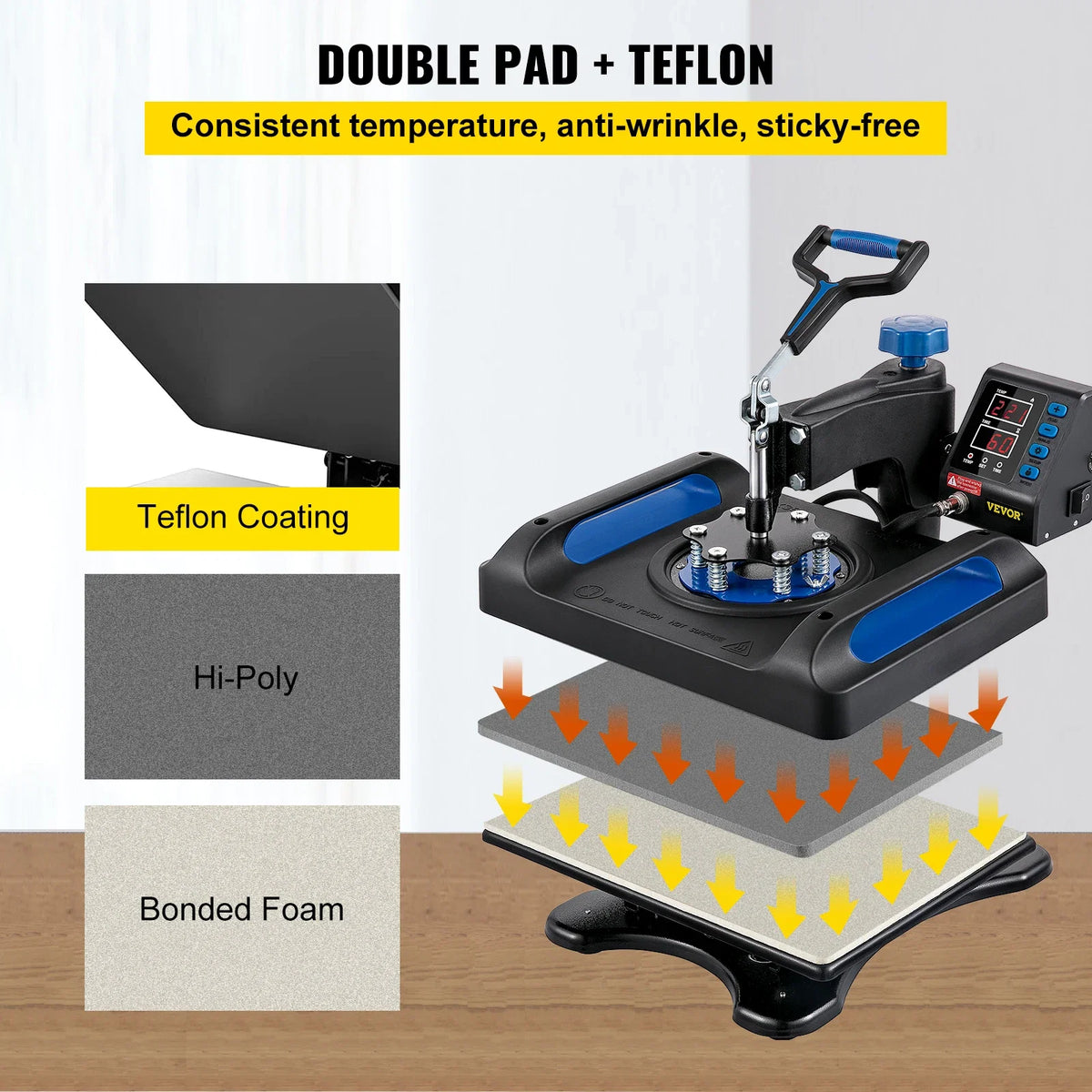 Heat Press Machine, 12 x 15 Inch, Fast Heating, 360 Swing Away Digital Sublimation T-Shirt Vinyl Transfer Printer, Blue