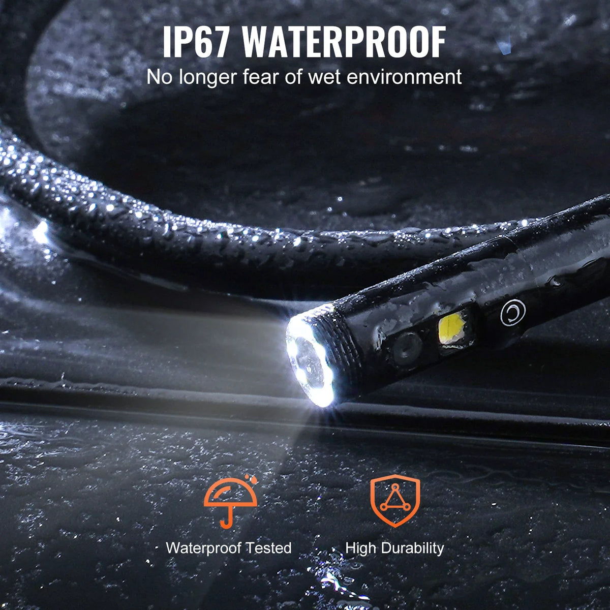 Endoscope Camera Light Triple Lens Borescope  49.2FT Semi-Rigid Cable 5" Screen 1080P Inspection Camera for Auto Plumbing