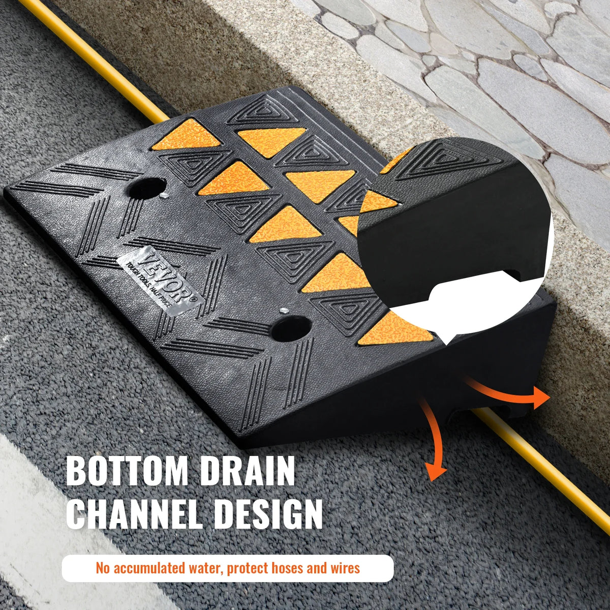 3.7/4.25/6" Rise Height Sidewalk Curb Ramp, 15T Heavy Duty Rubber Ramp for Forklifts, Trucks, Buses, Cars, Wheelchairs