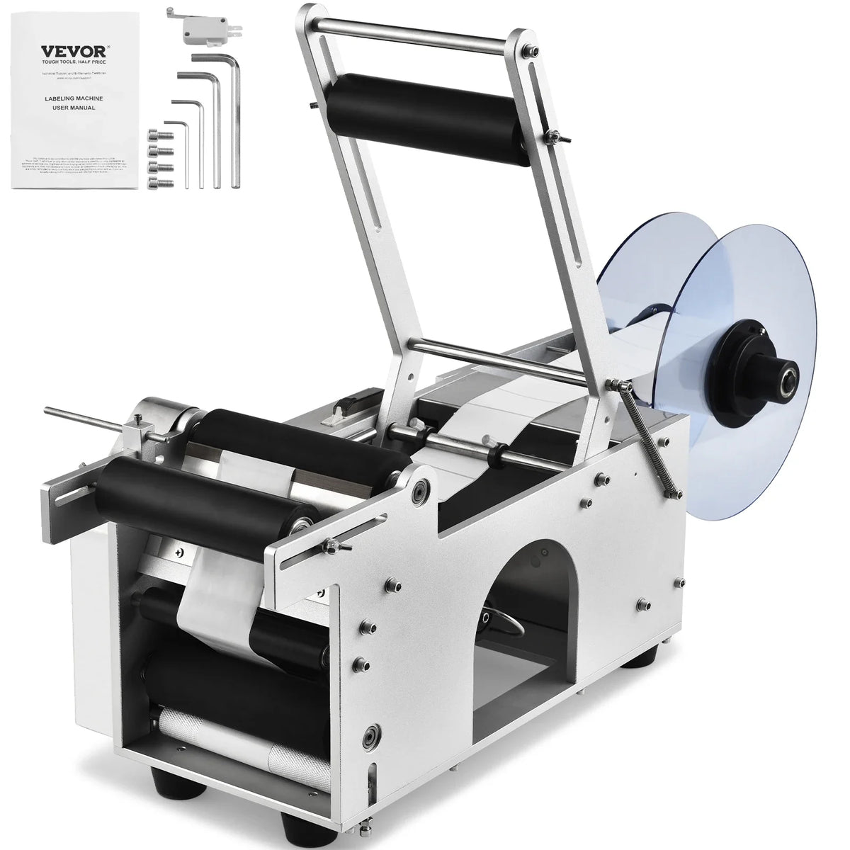 Semi-Automatic Round Bottle Labeling Machine 20-50pcs/min Electric Label Applicator for Bottles Diameter 0.78-4.72in