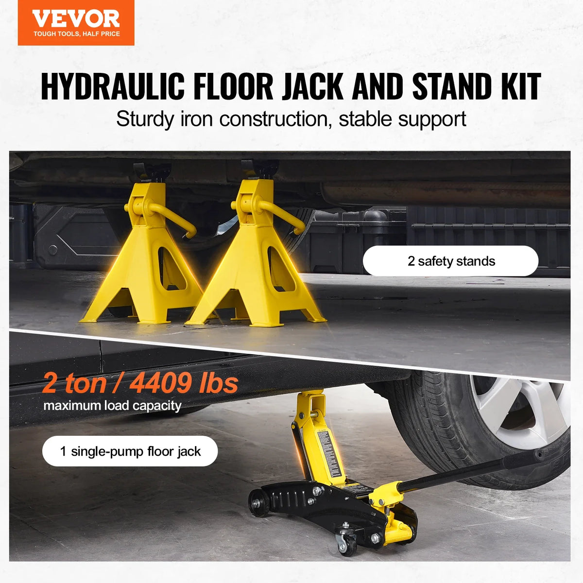 Low Profile Floor Jack 2 Ton  Heavy Duty Iron Hydraulic Racing Floor Jack,  4.6"-12.8" Height Lifting Range