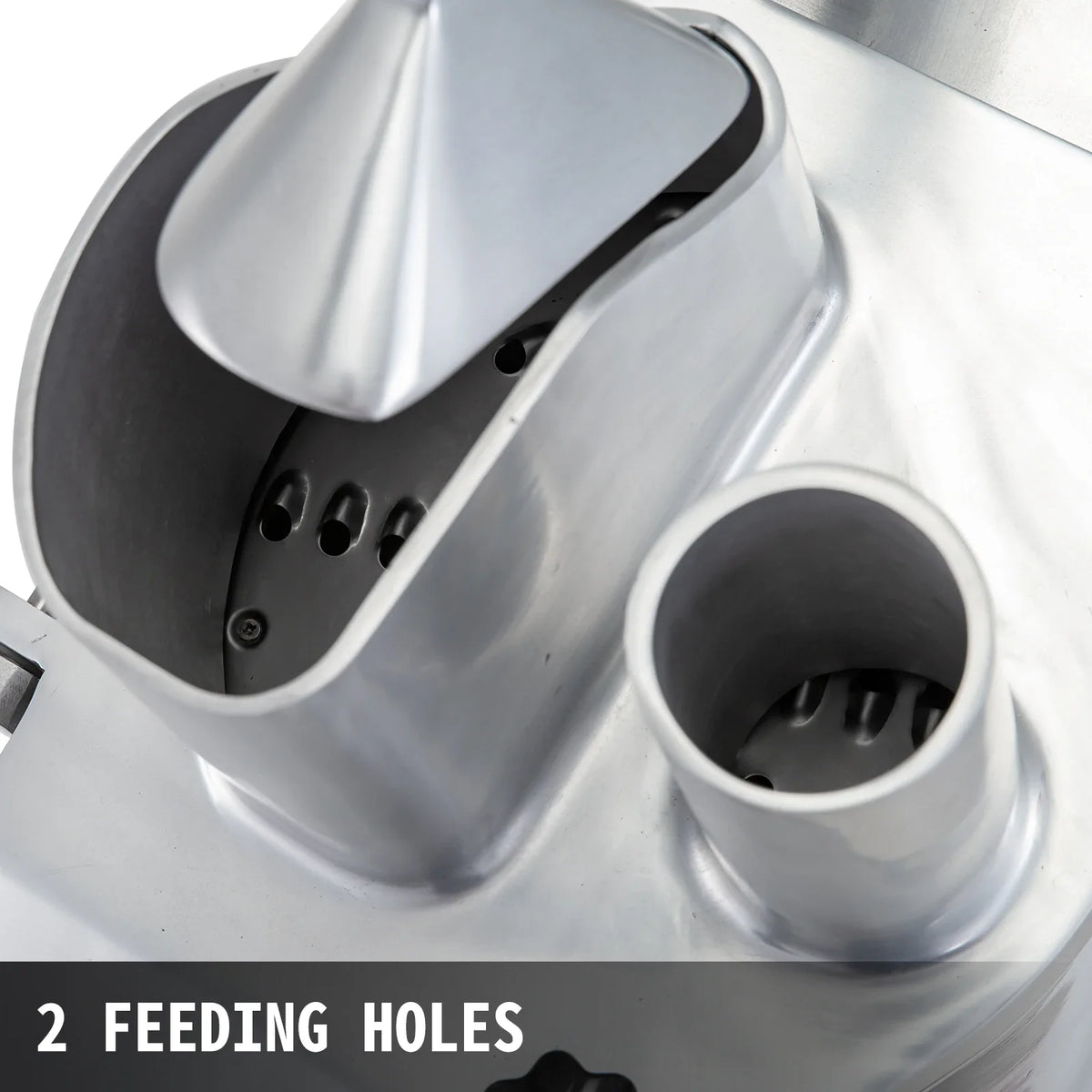Commercial Food Processor 2 Feeding Holes, 550W Electric Stainless Steel Vegetable Slicer 1600 RPM, W/ Detachable 6-blades