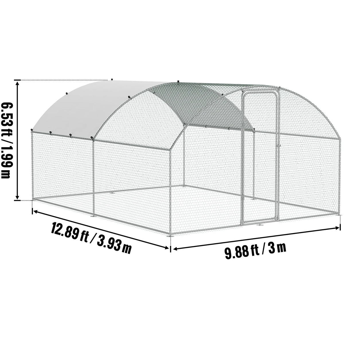 Large Metal Chicken Coop Walk-in Chicken Runs Spire Roof Hen House  for Outdoor Backyard Farm Duck Rabbit Cage Poultry Pen