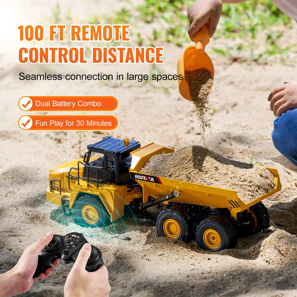 RC Dump Truck Remote Control Car Children Toys 11-Channel Electric Excavator Bulldozer for Kids Toddlers Birthday Gift