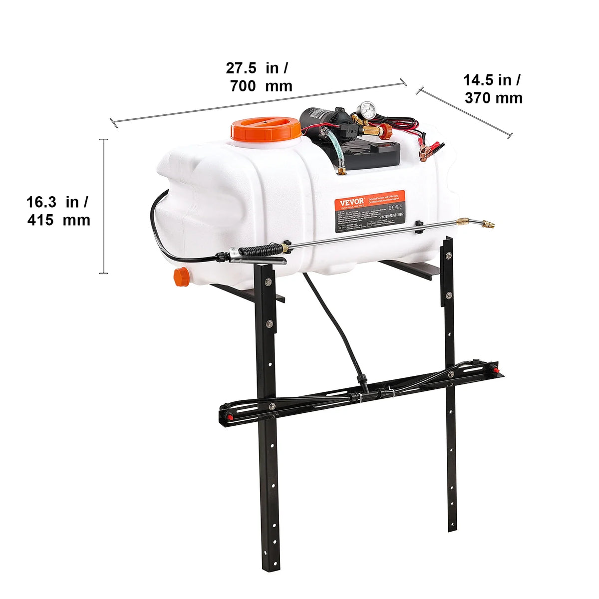 ATV Spot Sprayer 15.9 Gal/60 L ATV/UTV Broadcast Sprayer with A Nozzle Boom 12 V Pump Weed Sprayer with Water Tank White