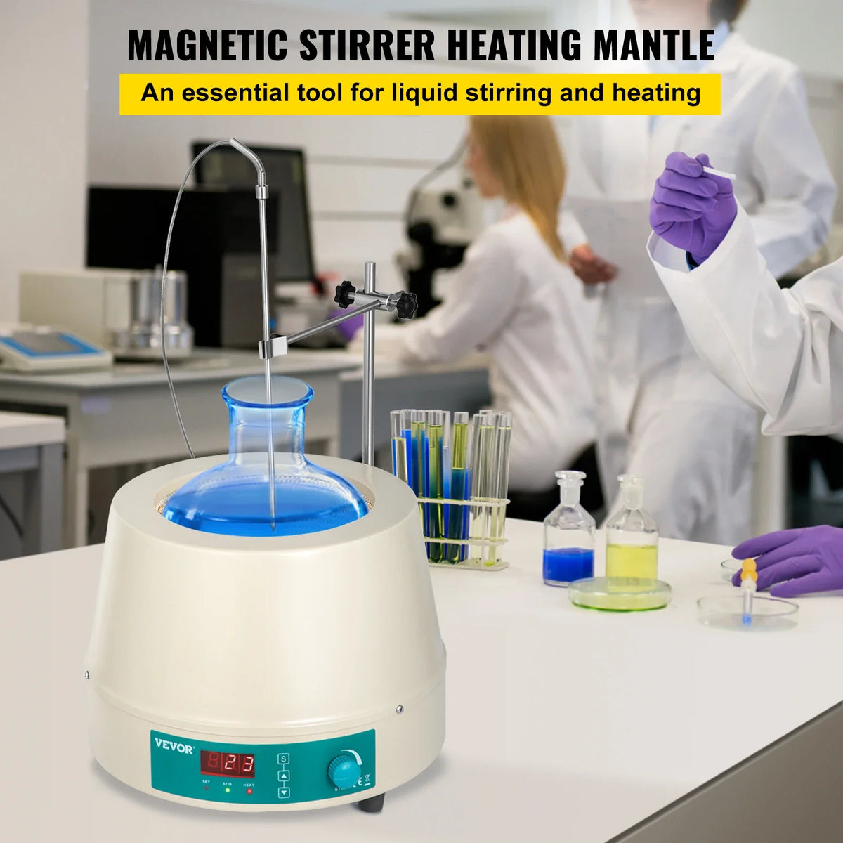 0.5L 1L 2L Heating Magnetic Agitador Digital Display Stirrer Hot Plate Vortrx Mixer Shaker Chemical Laboratory W/ Stir Bar