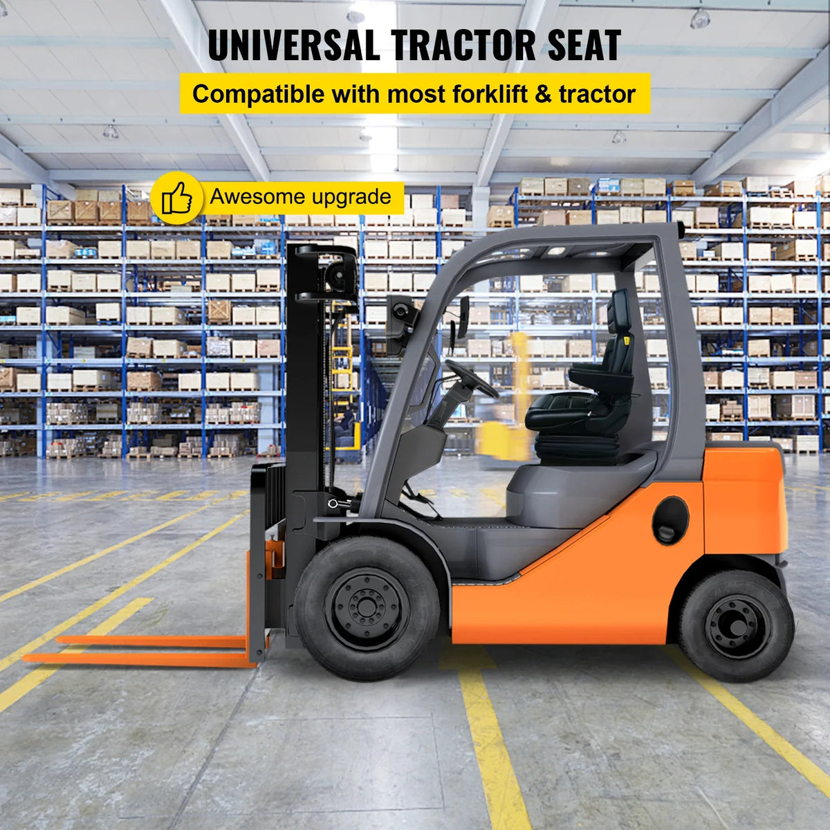 Replacement Tractor Seat Suspension Angel Adjustable with Seat Belt and Lock for Mowers Excavators Graders Wheel Loaders