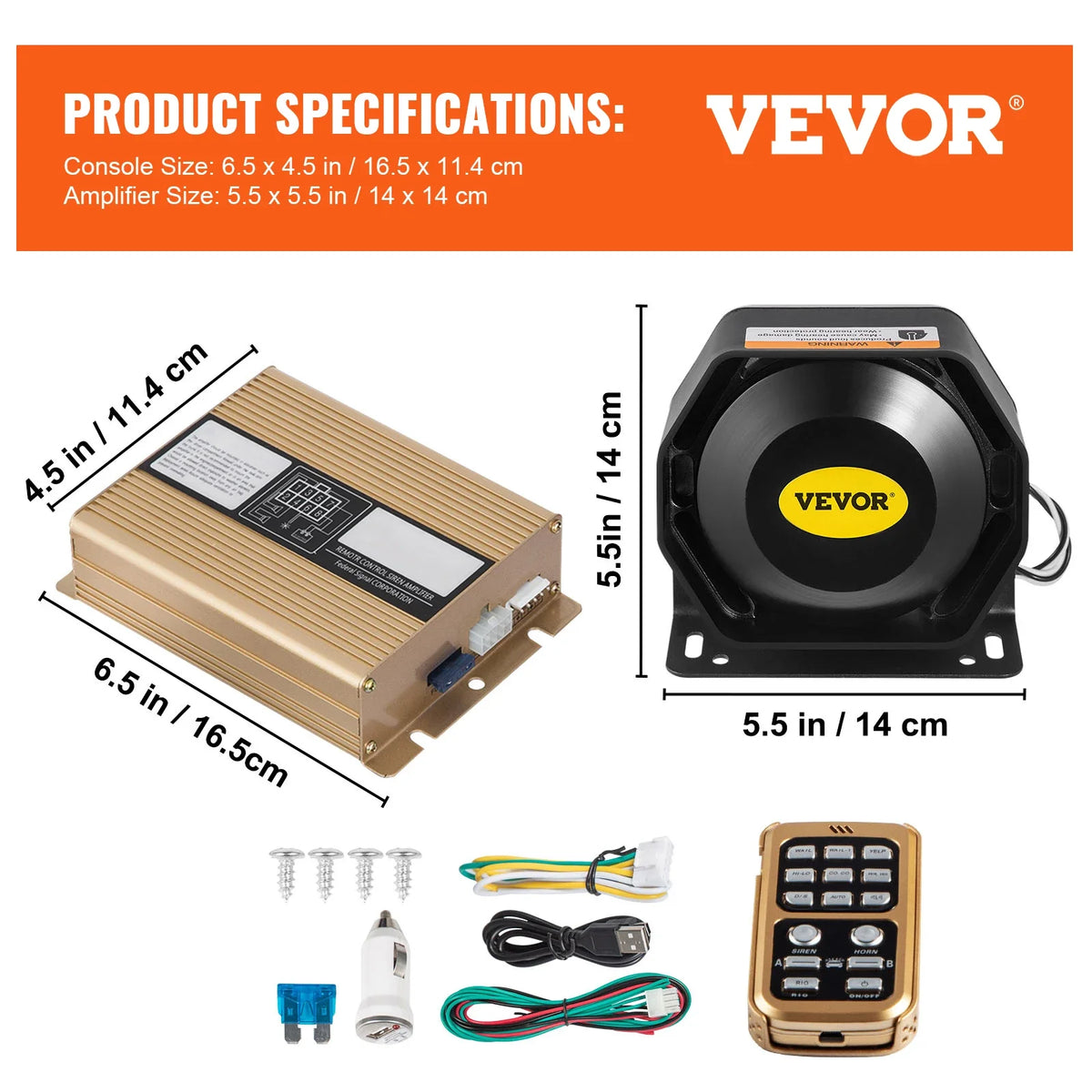 200W 18 Sound 12V Loud Car Warning Alarm Police Fire  Siren  PA Speaker MIC System for All Specific Vehicles