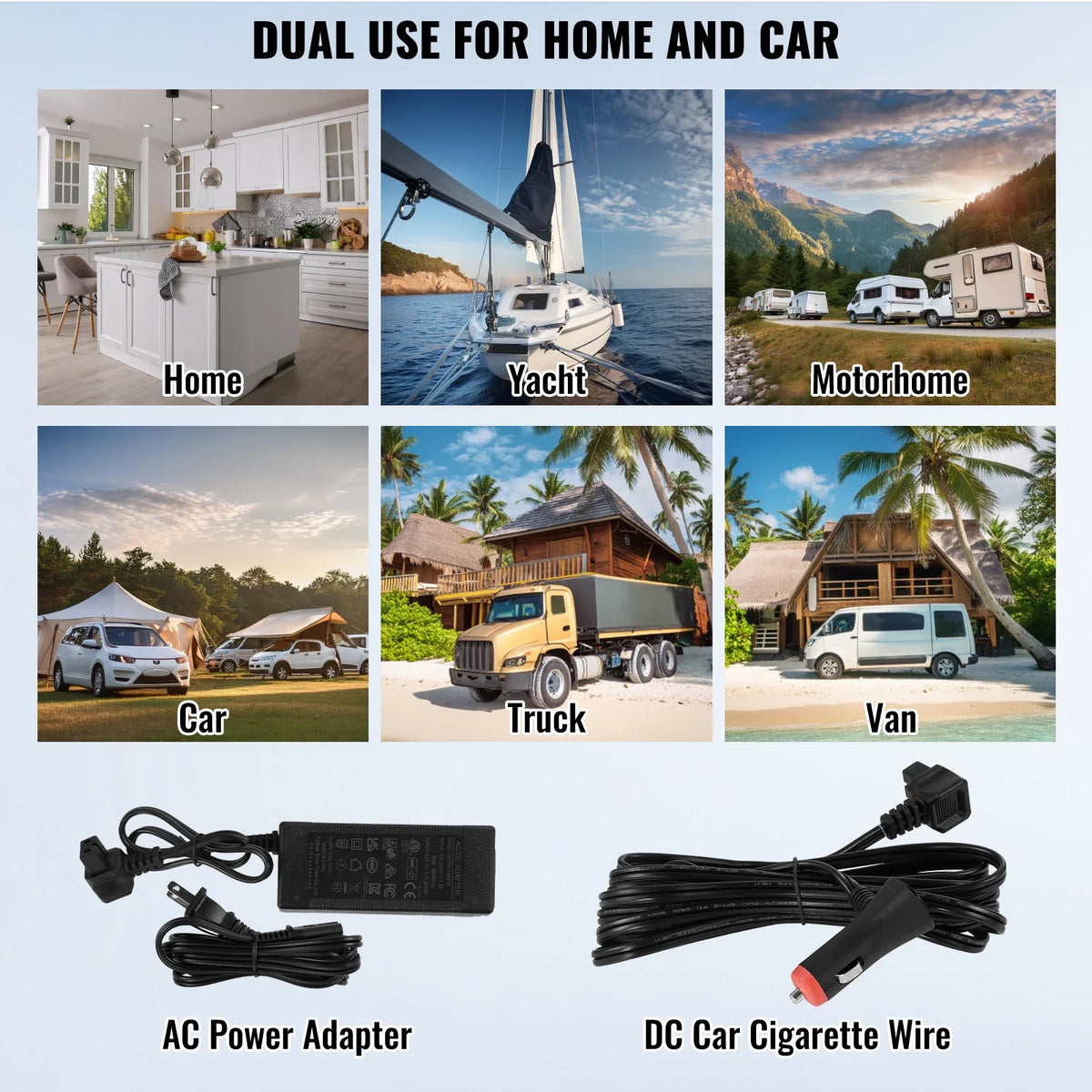 40L Car Refrigerator, 12V Car Fridge, Dual Zone Portable Freezer, -4℉-68℉, 12/24V DC and 100-240V AC Compressor Cooler