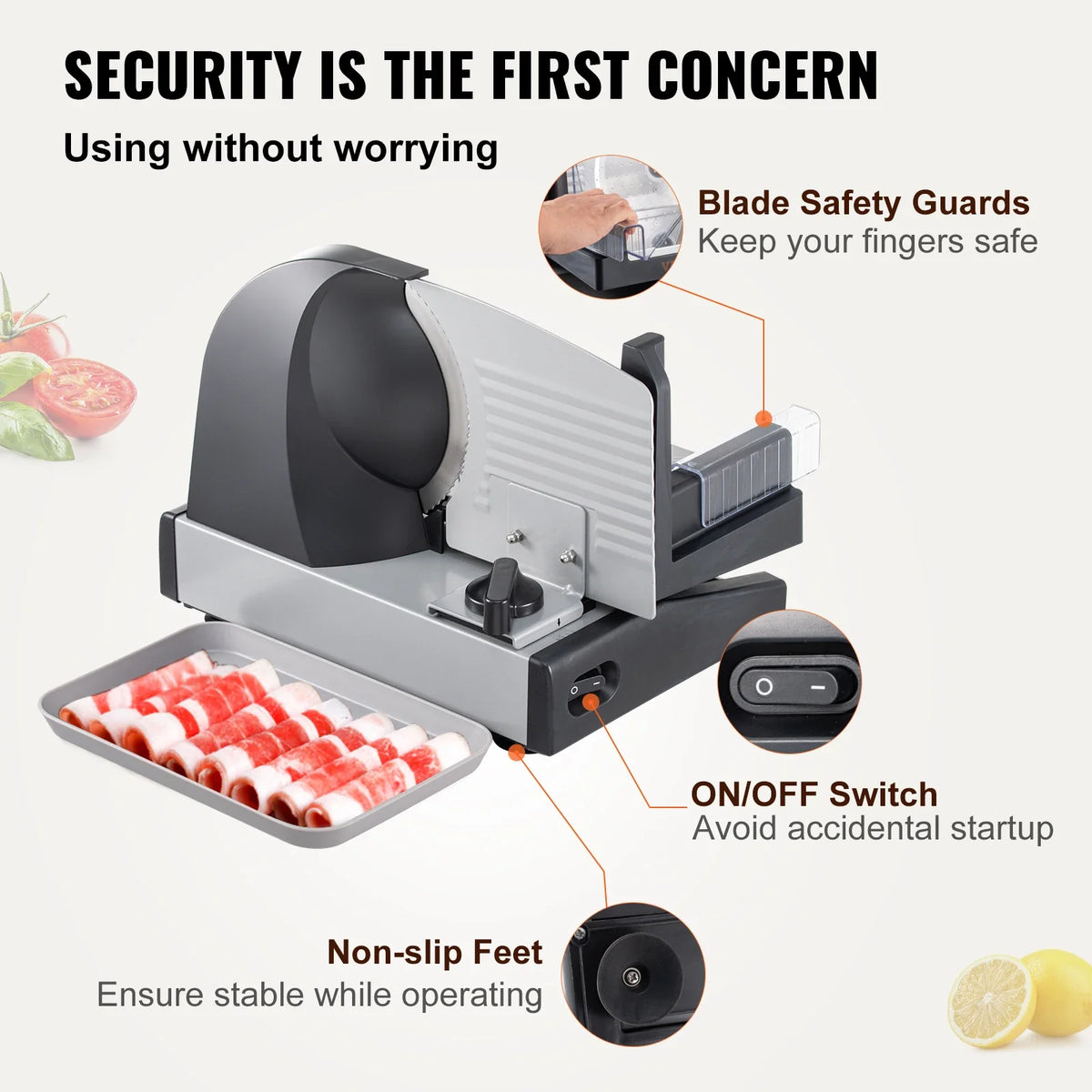 Meat Slicer Electric Deli Slicer with 7.5" Stainless Steel Removable Blade, Food Slicer Machine for Meat Bread,Child Lock