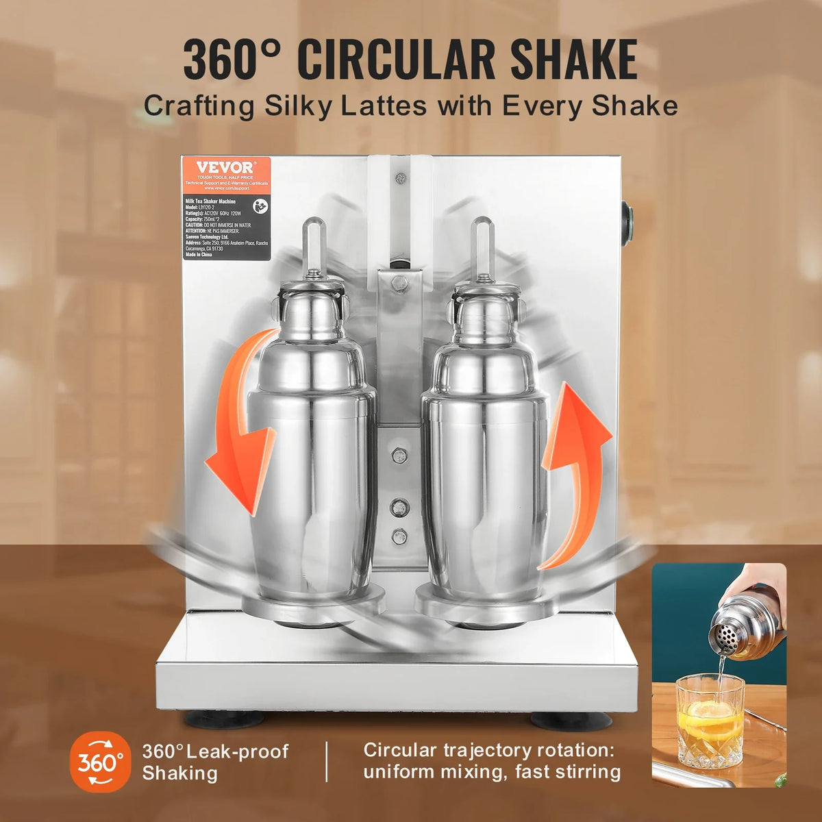 Milkshake Maker Machine, 120W Commercial Milk Tea Shaker Machine, Double Head Milk Shake Mixer Machine, 0-180s Adjustable
