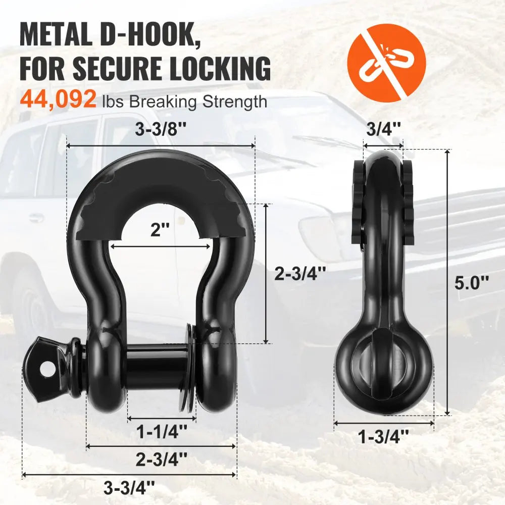Off-Road Recovery Kit  Heavy Duty Winch Recovery Kit with 30000 lbs Tow Straps D-Ring Shackles Shackle Receiver