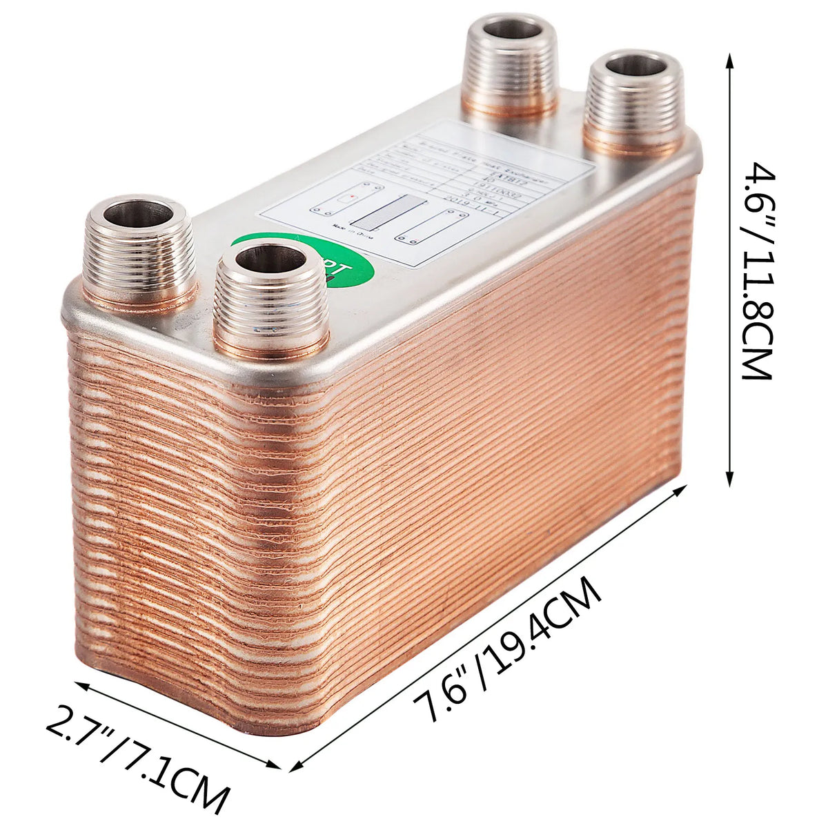 Heat Exchanger 60 Plates Brazed Plate Heat Exchanger BSP FPT Heat Exchanger EATB12 Beer Wort Chiller for Hydronic Heating