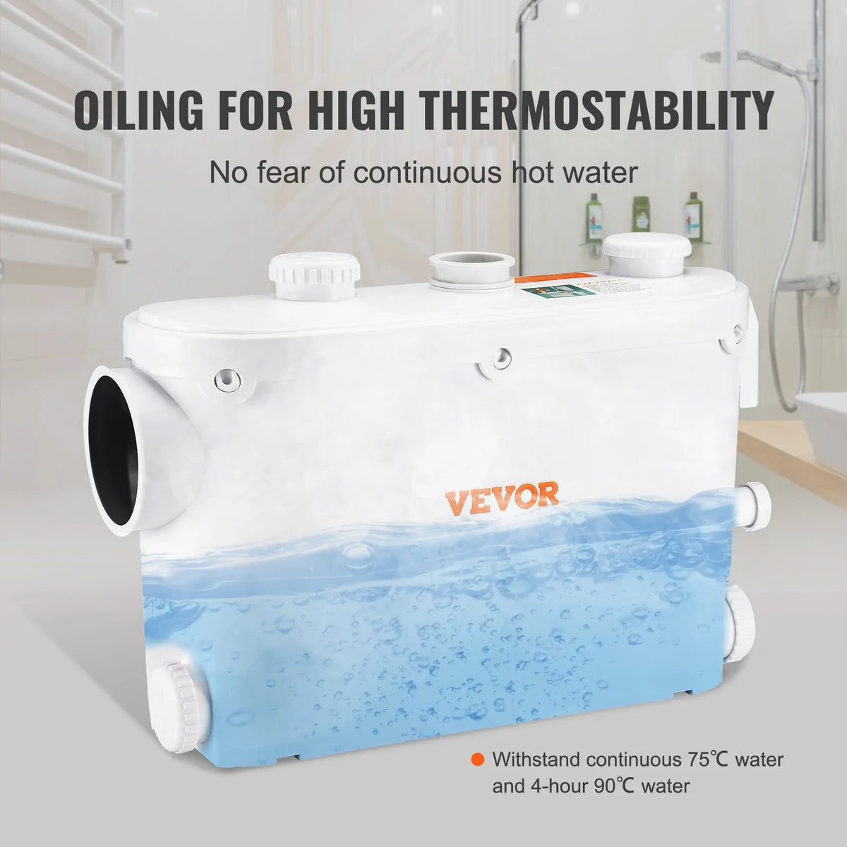 Macerator Pump, 500W, 6600 L/h Flow,26.2 ft/8 m Head, Macerator Sewerage Sump Pump with 3 Water Inlets for Toilet,Kitchen