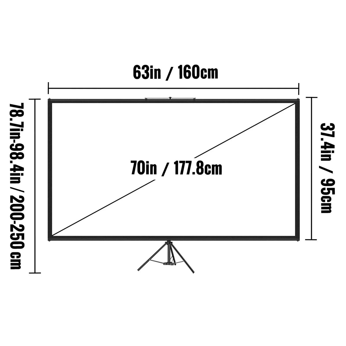 16:9 4K HD Adjustable Tripod Projector Screen Stand 60/70/80 90/100/110Inch Home Cinema for Indoor&Outdoor Projection