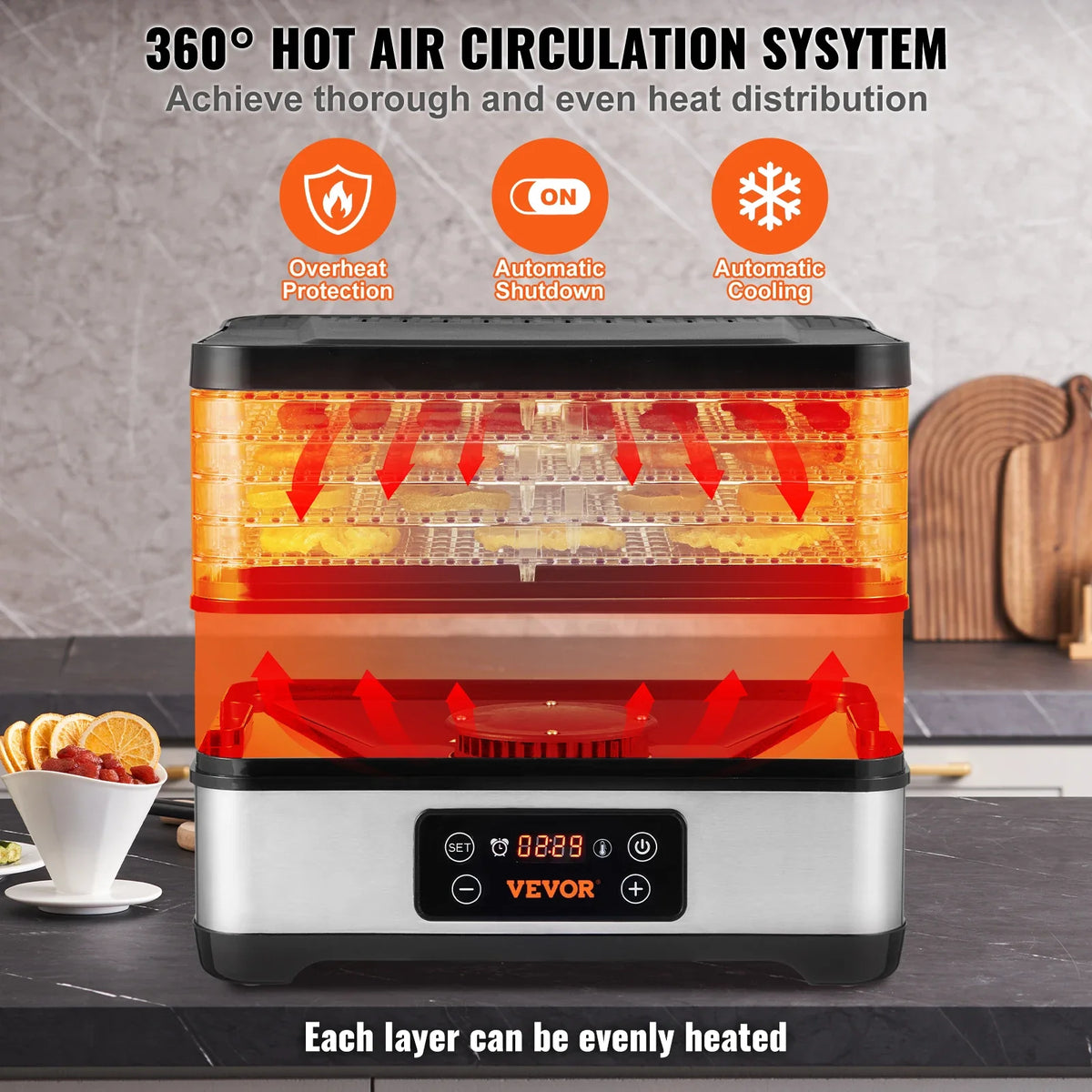 Food Dehydrator Machine, 5/6/10 Tray Fruit Dehydrator Electric Food Dryer for Jerky, Herb Meat, Beef, Fruit, Dog Treats