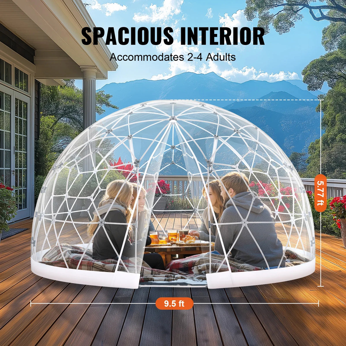 Garden Dome Igloo Tent House 9.5FT Dome Tent Waterproof Garden Igloo Outdoor Dome Camping Shelter for Patio Dining/Party