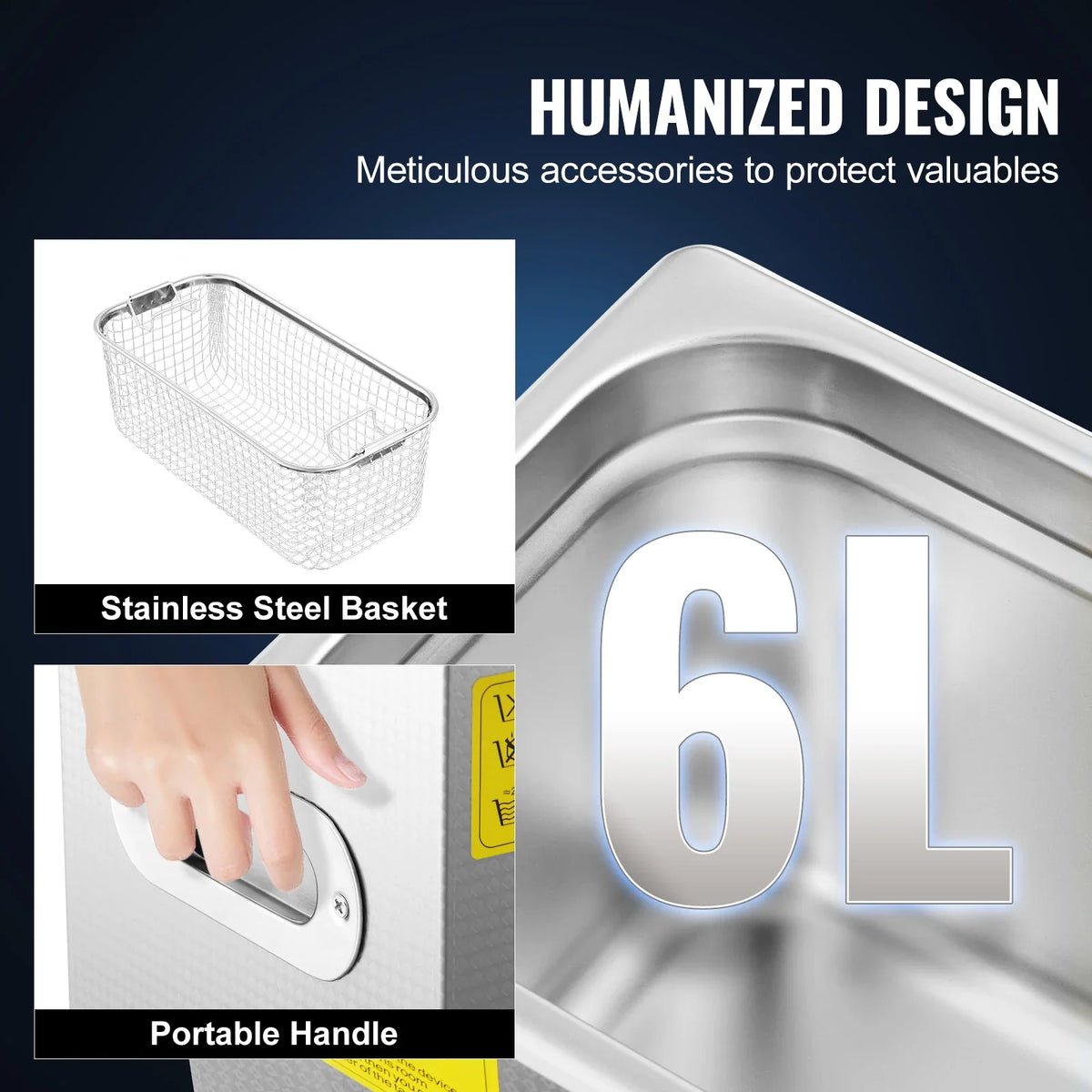 6L Ultrasonic Cleaner Machine,Stainless Steel Ultrasonic Cleaning Machine, with Digital Heater Timer, for Jewelry Cleaning
