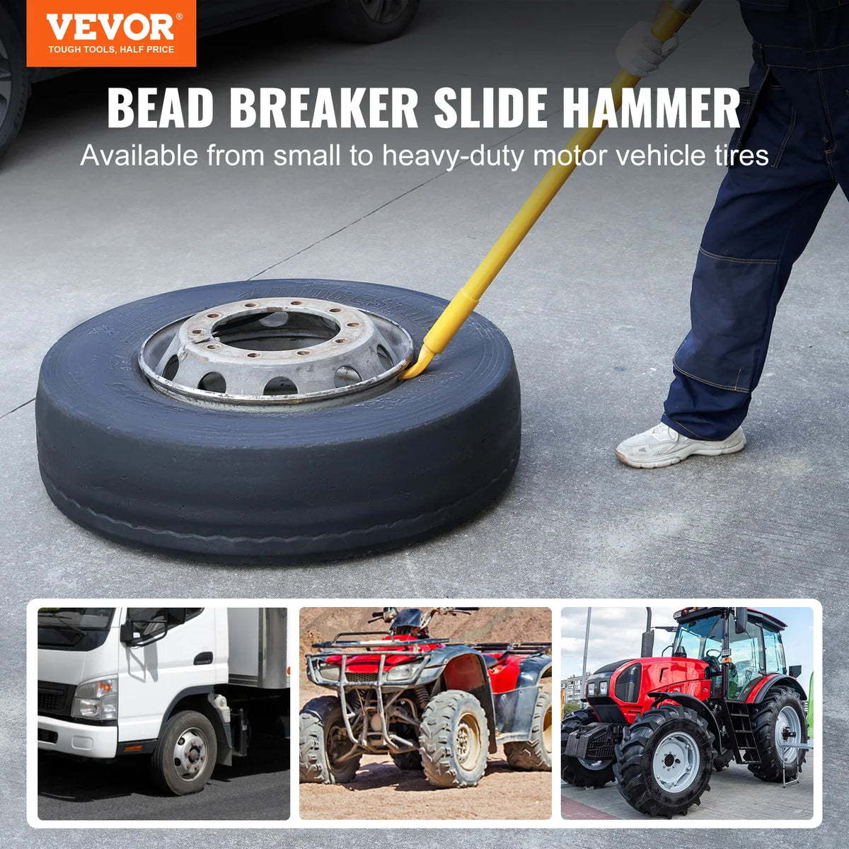 Tire Bead Breaker Slide Hammer  46.3" Length  Portable Tire Changing Sliding Impact for Car Truck Trailer Tire Removal