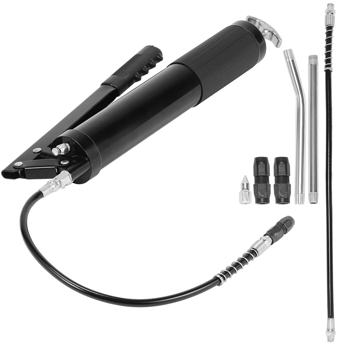 10000 PSI Grease Gun 20OZ / 600CC Lever Action Mini Pistol Grip Gun Kit with Extension Hose for Car Lubrication SUV Trucks
