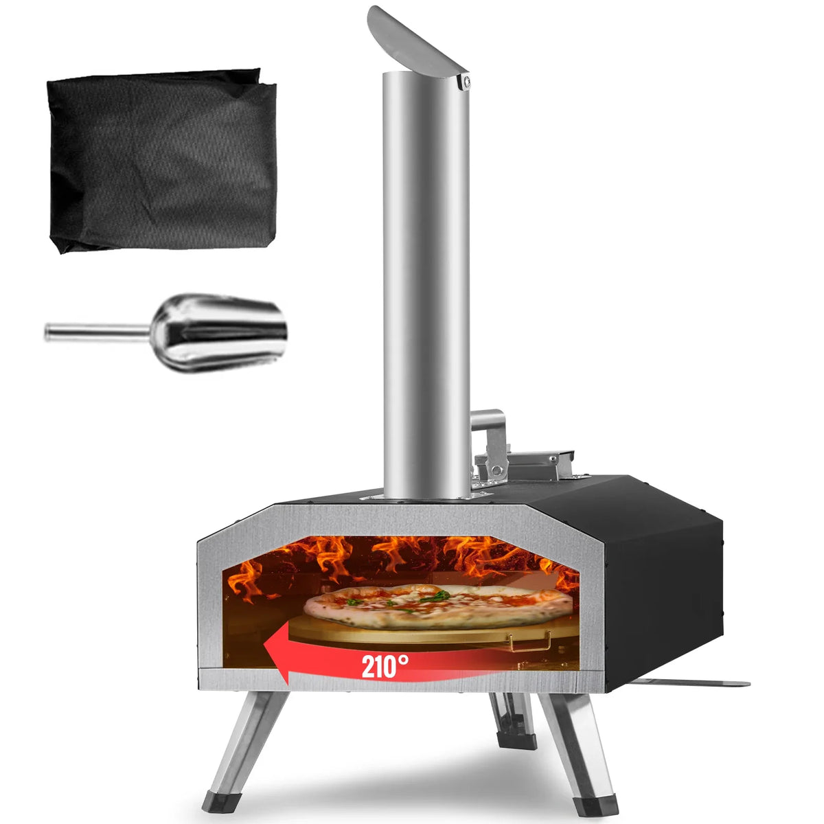 Multi-fuel Outdoor Pizza Oven,12/13/16 inch Wood Fired & Gas Pizza Maker Portable Pizza Ovens for Outside Backyard Camping