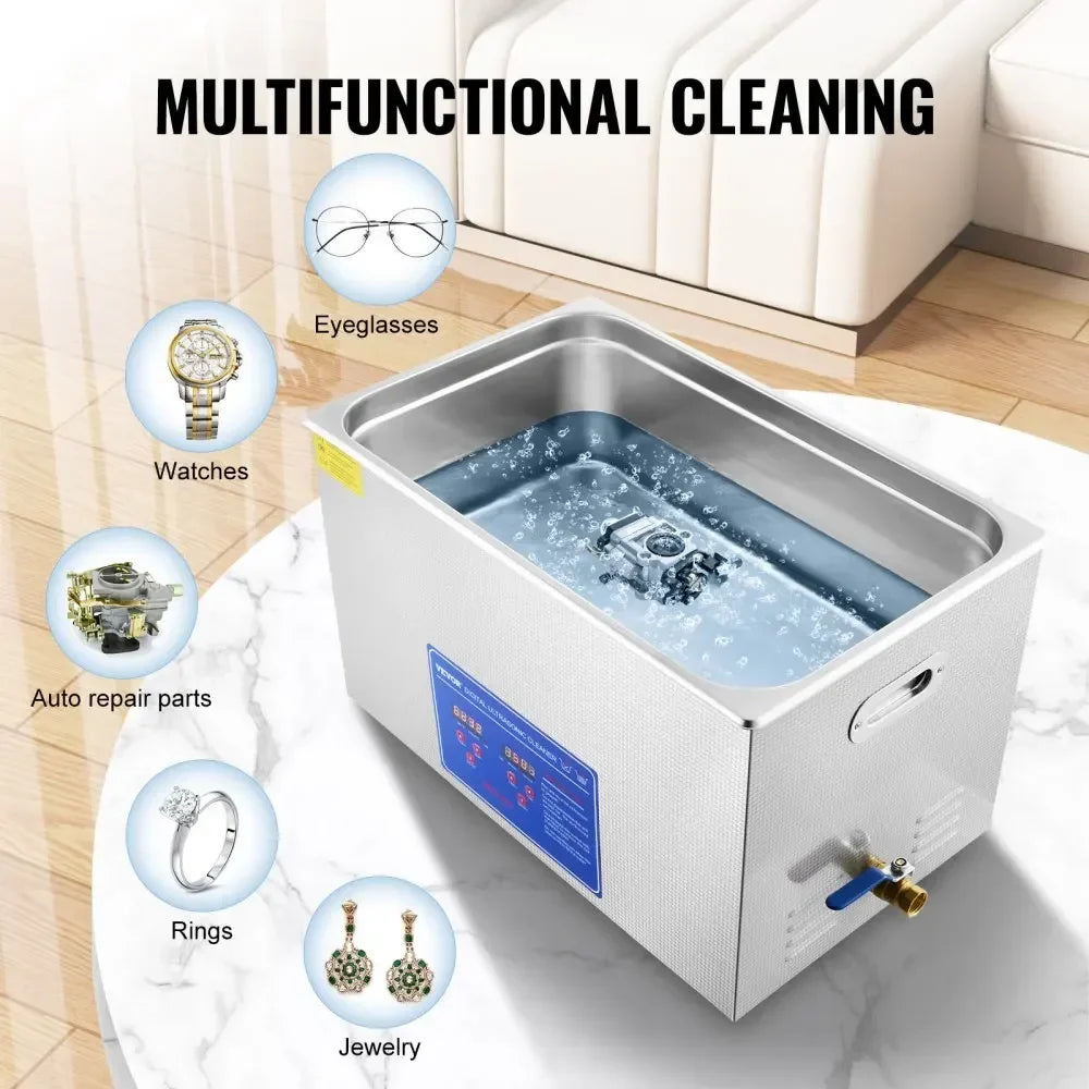 Ultrasonic Cleaner with Digital Timer - 2L to 30L Stainless Steel Tank for Jewelry, Glasses, Watches & Industrial Parts