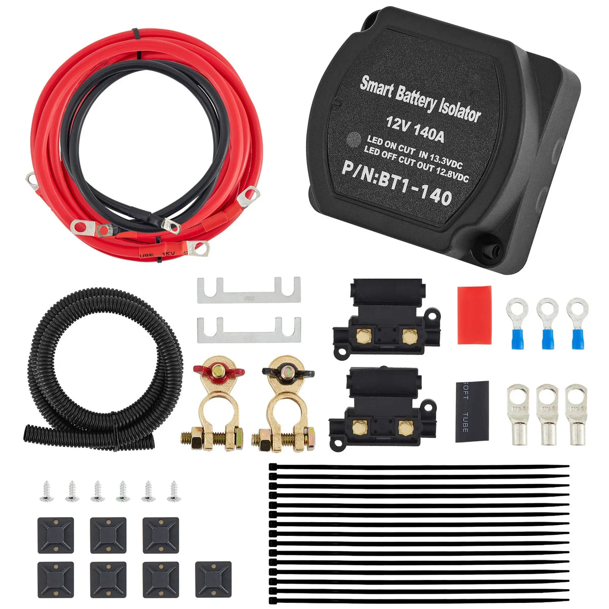 6m 12V Auto Split Charge Relay System with 140AMP VSR Fits RVs  Marine Crafts Cars Trucks Caravans Campers Yachts ATVs