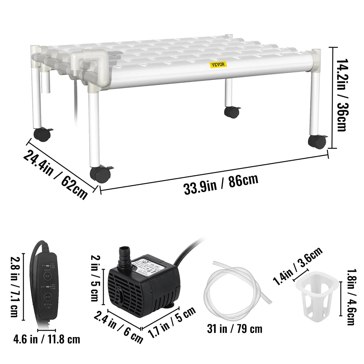 Hydroponic Grow Kit Hydroponics System 36/54/72/90/108 Sites 1/2/3/4 Layers 4/6/8/10/12 Pipes Vegetables Lawn & Garden