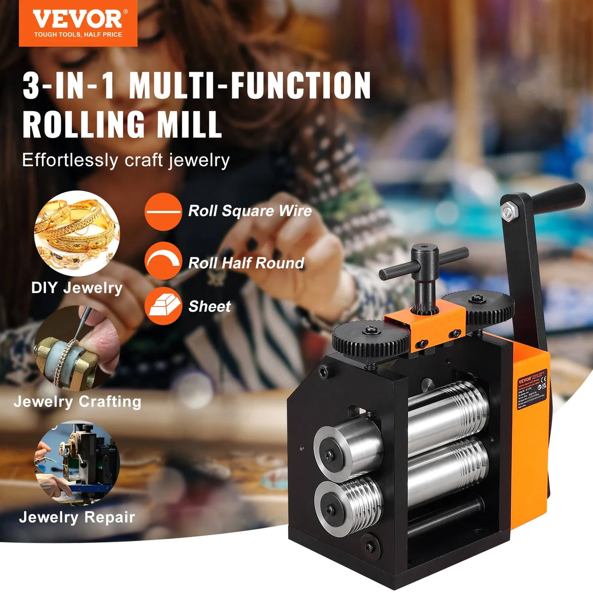 Jewelry Rolling Mill Manual Jewelry Rolling Mill Machine Metal Jewelry Press Making for Gold & Silver Manual Combination